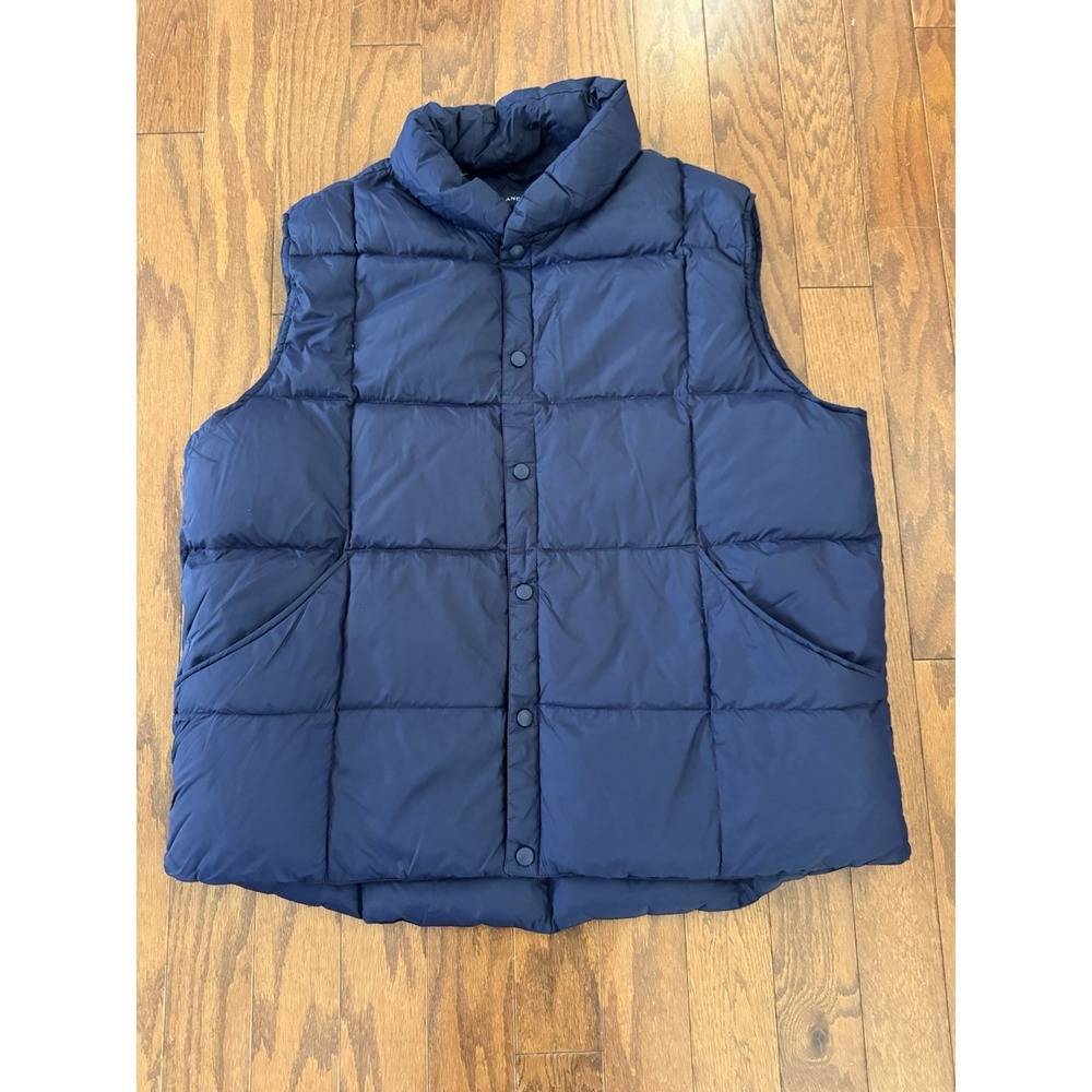 Lands' End Navy GooseDown Puffer Vest Men's Large Quilted Cozy Lightweight